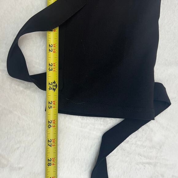 Grace Karin Black Paperbag Dress Pants Size L Bow Cuffs Ruched‎ Waist Stretchy - Picture 8 of 10
